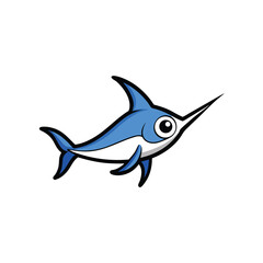 Obraz premium cute cartoon swordfish vector illustration