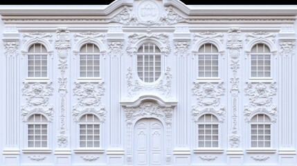 Ornate white facade, detailed architectural design