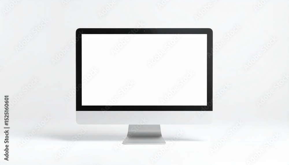 Poster modern empty computer monitor on white background