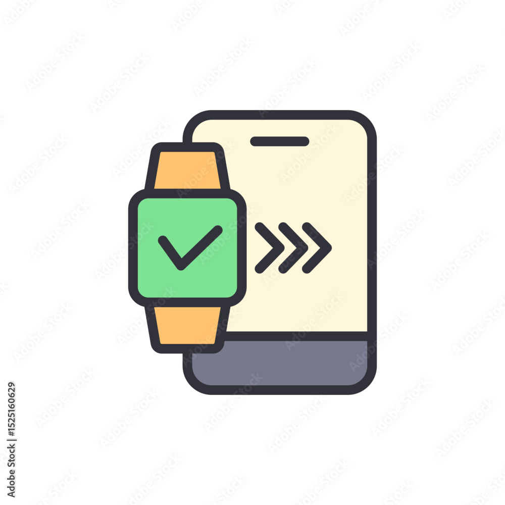 Poster synchronizing a smartwatch data with a mobile phone transparent background