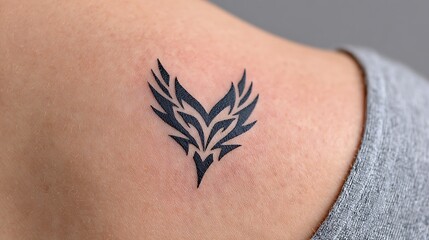 Elegant Indigo Heart Tattoo in Anime Style on Skin with Whiplash Design Features