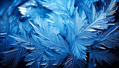Stunning Close-Up of Intricate Blue Ice Crystals: Nature's Frozen Art