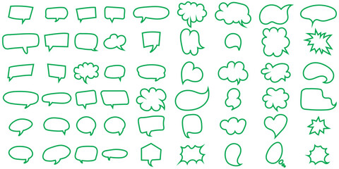 Set of black silhouette empty speech bubbles vector on white background. communication talk, chat bubble shape vector