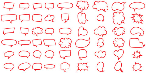 Set of black silhouette empty speech bubbles vector on white background. communication talk, chat bubble shape vector