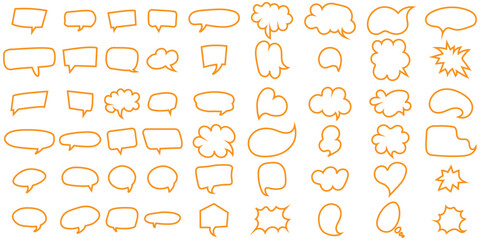 Speech bubble, speech balloon, chat bubble line art icon for apps and websites. Set of speech bubble, comic sticker, chat box and empty social media message balloon silhouette or communication network