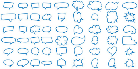 Speech bubble, speech balloon, chat bubble line art icon for apps and websites. Set of speech bubble, comic sticker, chat box and empty social media message balloon silhouette or communication network
