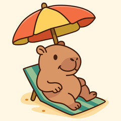 Playful Capybara Summer Set Relaxing, Surfing, and Chilling