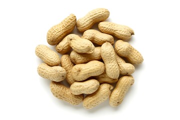 Fototapeta premium Pile of Shelled Peanuts on White Background