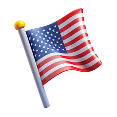 United States flag 3d rendering Cartoon Plastic Style