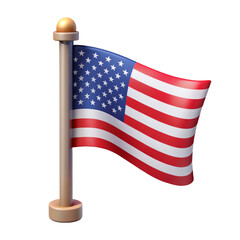 United States flag 3d rendering Cartoon Plastic Style