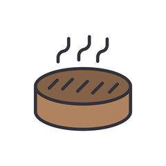 Delicious Grilled Steak Icon with Smoke Emanating on Transparent Layout