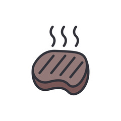 Grilled Steak Icon With Steam, Isolated On A Transparent Backdrop