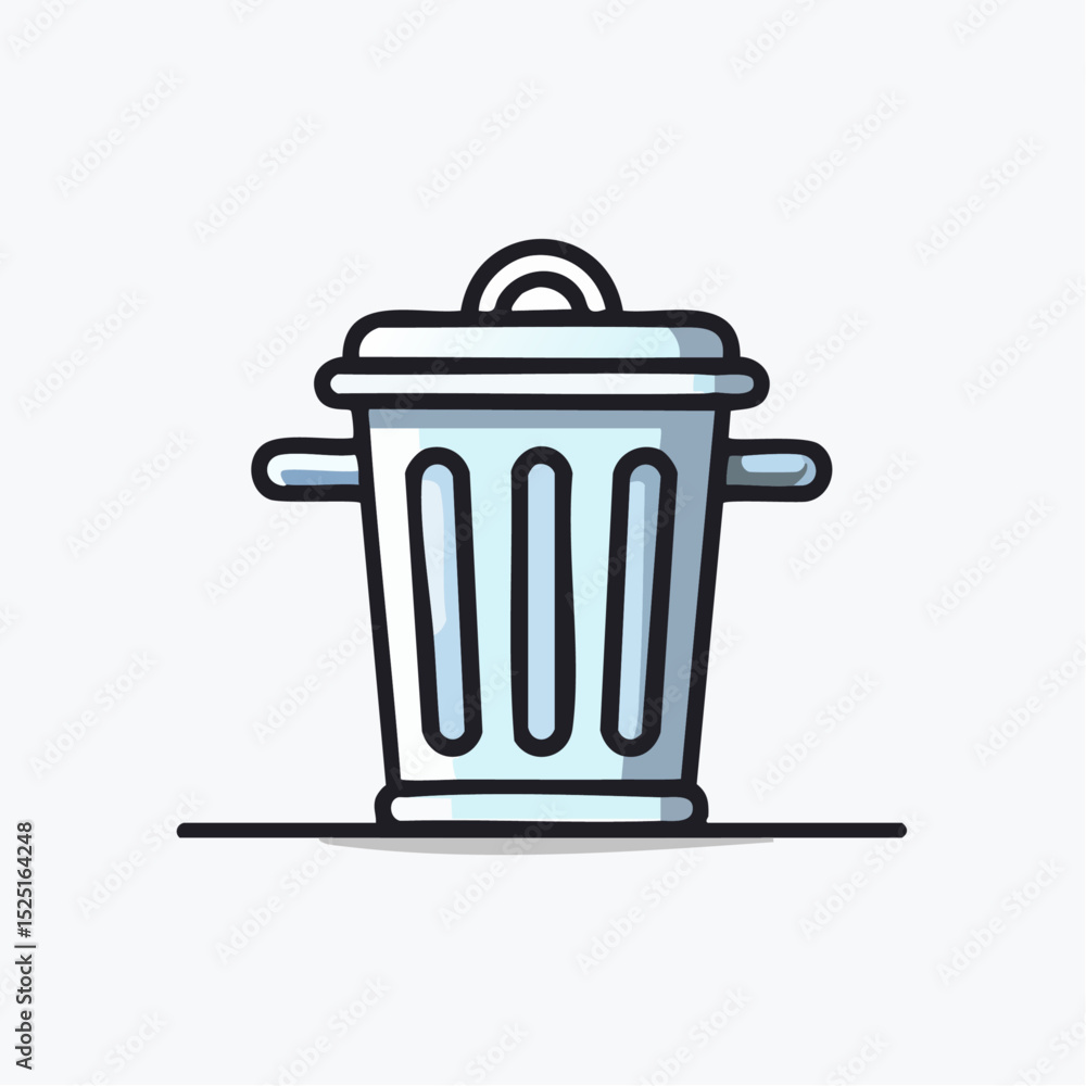 Poster a clean and tidy trash can illustration in a flat design style against a white backdrop.