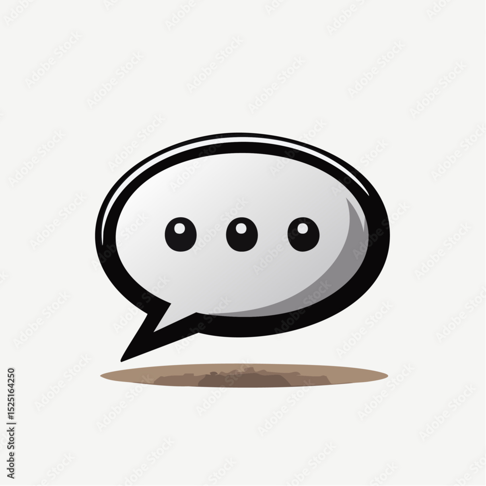 Poster a minimalist vector illustration of a speech bubble with three dots and a shadow