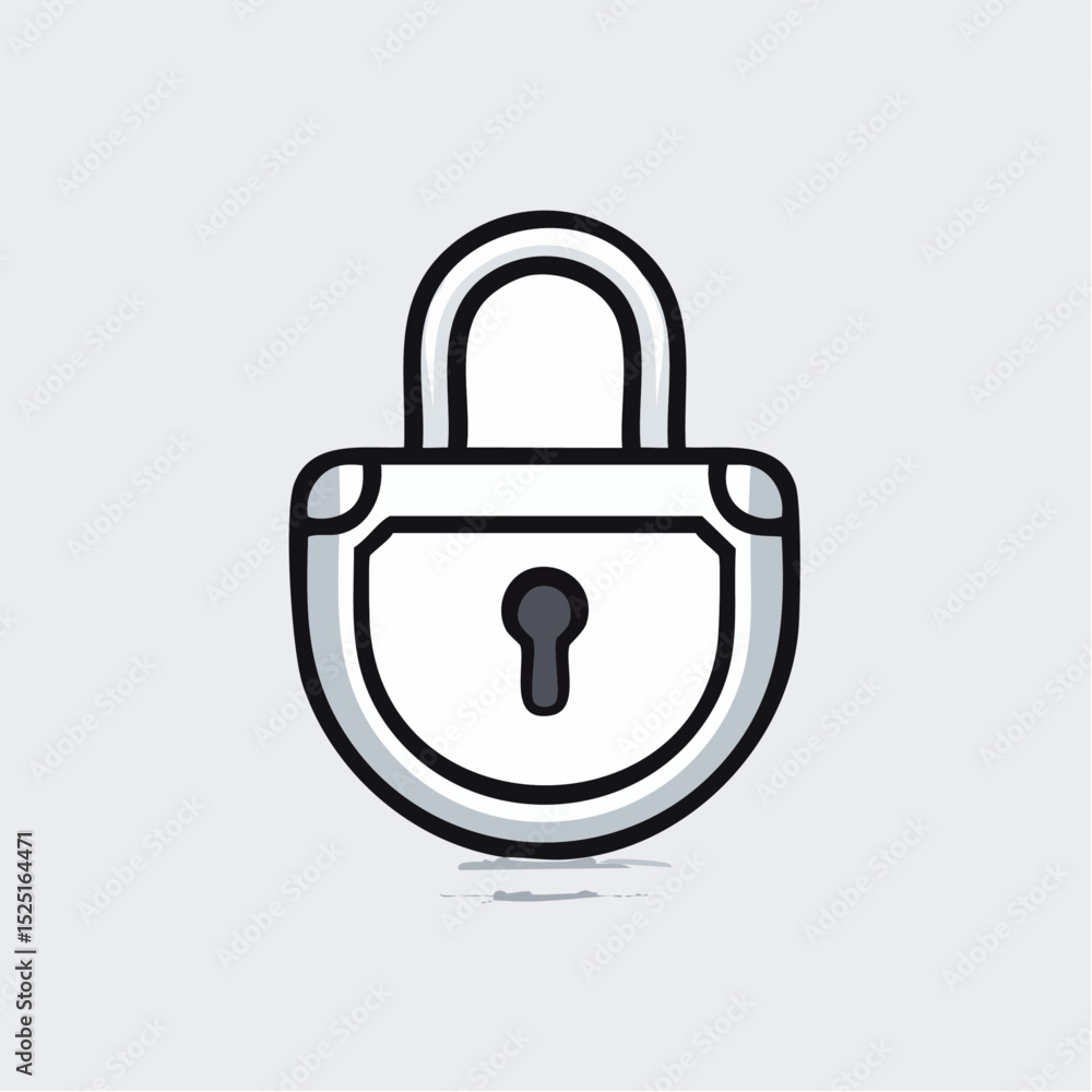 Poster simple illustration of a padlock with a keyhole on a plain light gray background