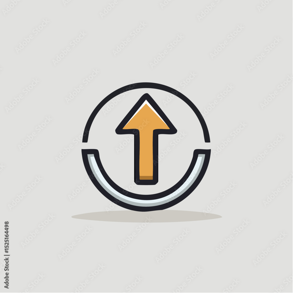 Poster simple upward arrow symbol design within a circle, modern and minimalist concept