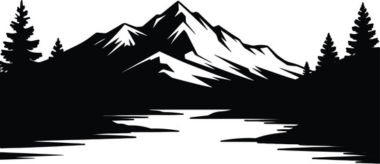 Mountain with pine trees and landscape
