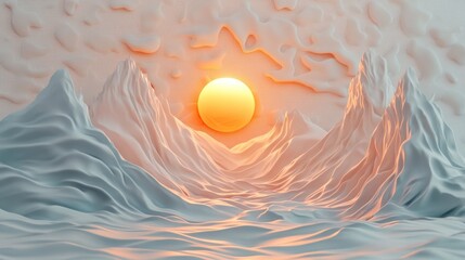 Abstract landscape, soft, sculpted mountains