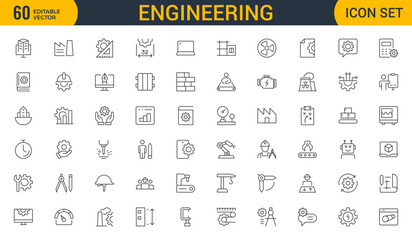Engineering Icon Set: Precision-crafted icons for mechanical, civil, electrical, and software engineering projects.