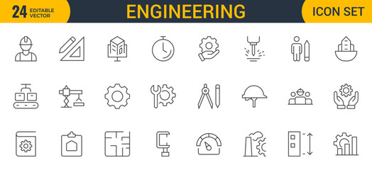 Engineering Icon Set: Precision-crafted icons for mechanical, civil, electrical, and software engineering projects.