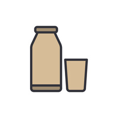 Simple Illustration Of A Milk Bottle And Glass With Clean Lines