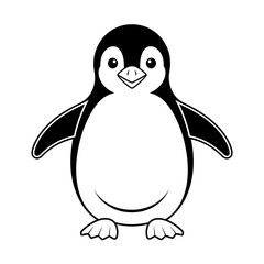 A penguin illustration line art of a coloring page