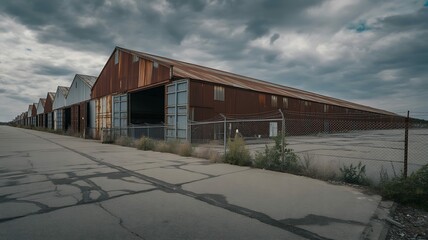 Fototapeta premium Derelict Industrial Building Under a Cloudy Sky