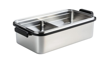 Two Compartment Stainless Steel Food Container on a transparent background, PNG image, PNG file.