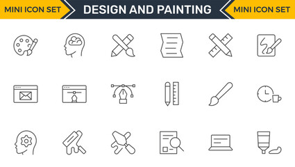 Set of Design and Painting Icons Collection: A Versatile Set for Art, Design Projects, Illustration Work, Studio Resources, and Creative Professional Use.
