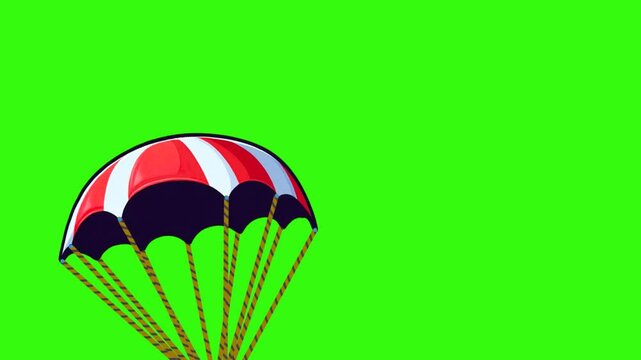 cute pig parachutist carrying money on green screen