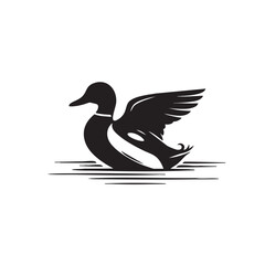 Elegant Duck Silhouette A Vintage Illustration of a Mallard