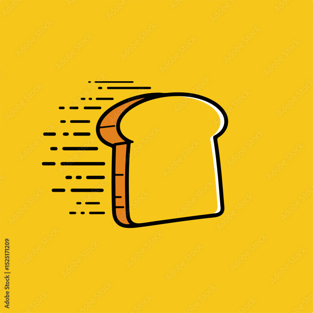 Poster simple bread slice illustration on yellow background. bread slice image perfect for bakery menus and
