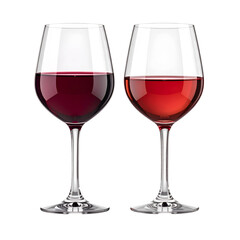 Red and Rose Wine Glasses: A classic pairing, two elegant wine glasses display the rich colors of red and rose wine, showcasing the vibrant hues within.