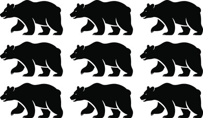 Bear Silhouette Vector Illustration, Walking Bear Clipart, Wildlife Animal Graphic, Forest Creature Icon, Wild Mammal Symbol for Nature Designs