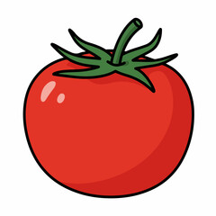 Red tomato illustration. Juicy red tomato perfect for healthy food recipes. This bright red tomato image is ideal for culinary blogs, restaurant menus, or even dental or kitchenware advertising.
