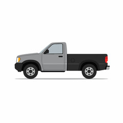 Fototapeta premium Gray pickup truck illustration with black truck bed. This simple pickup truck image is perfect for car brochures and websites.