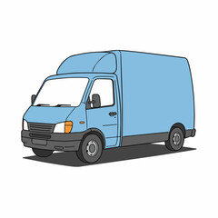 Light blue delivery van illustration. Simple delivery truck image perfect for logistics company branding. This cargo van graphic is ideal for website design, brochures,