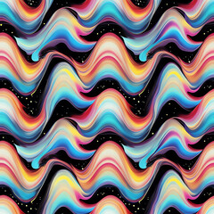 Psychedelic Rainbow Wave with Cosmic Backdrop Digital Illustration