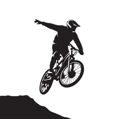 Extreme Mountain Biking Silhouette Adrenaline-Pumping Action and Thrilling Jumps