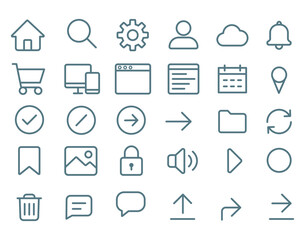 Minimal Blue Line UI Icon Pack for Web and App Interfaces