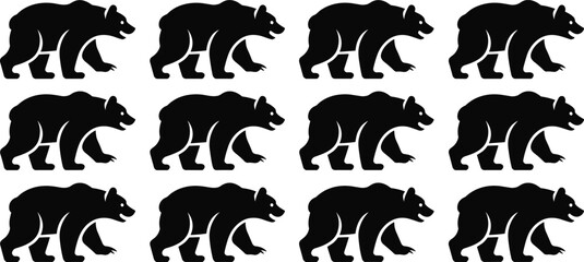Stylized Bear Silhouette Vector, Wildlife Animal Illustration, Walking Bear Clipart, Forest Creature Icon, Wild Mammal Design for Nature Projects