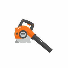 Orange leaf blower for gardening. Powerful leaf blower for yard work and autumn cleanup. This tool is essential for efficient leaf removal, making gardening easier and more enjoyable.