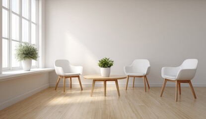 Bright room interior with chairs and table