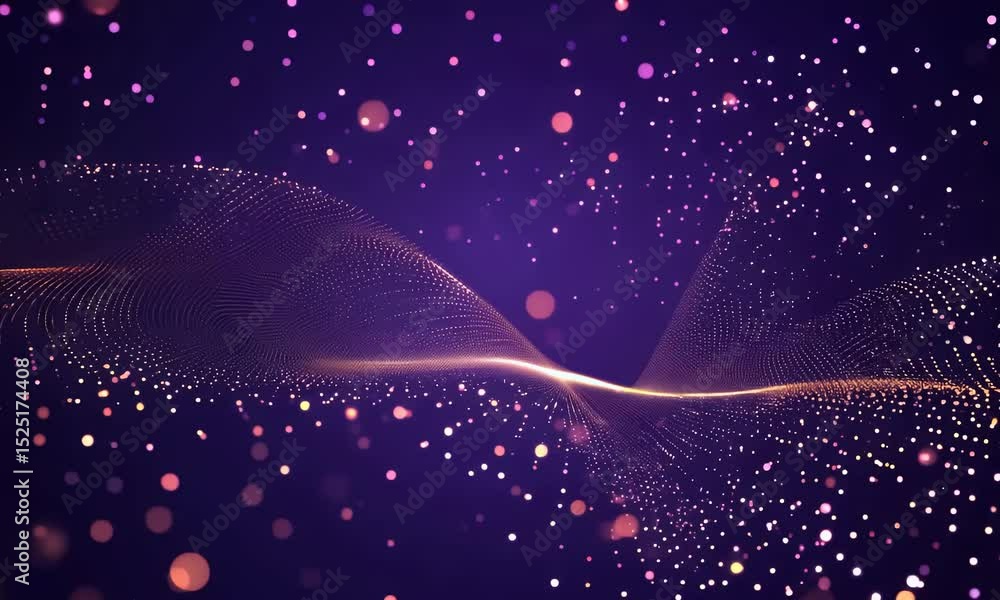 Poster abstract digital waves flow in vibrant blue and pink across a dark background, forming a futuristic 