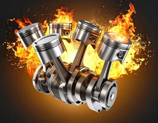 3d model of a working V8 engine with explosions. Pistons and other mechanical parts are in motion.
