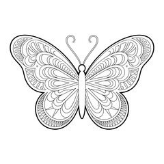 A butterfly illustration line art of a coloring page 