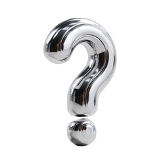 Naklejka premium A shiny, metallic question mark symbol isolated Isolated on transparent Background, representing curiosity and inquiry.