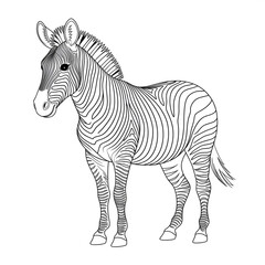 A zebra illustration line art of a coloring page 