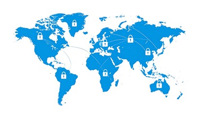 Fototapeta premium Global Network Security Map.