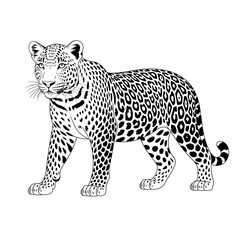 A leopard illustration line art of a coloring page